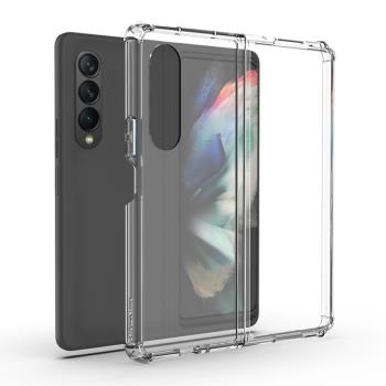 適用三星fold3透明手機殼galaxyzfold3折疊機殼w22保護套翻蓋屏F9000氣囊fold2矽膠5g商務皮全包防摔男女韓