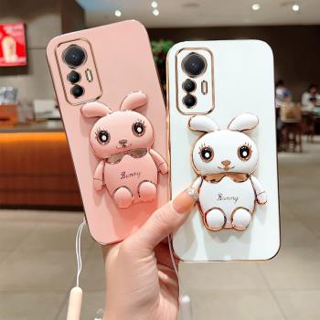 適用小米12Lite手機殼新年款兔支架2203129G矽膠保護套mi12青春版全包鏡頭xiaomi超薄防摔軟外殼十二網紅男女