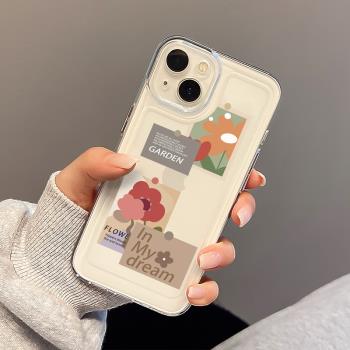 ivan適用蘋果14手機殼iphone15promax新款13透明12軟矽膠16保護套14pro鏡頭全包ins冷淡風高級感復古花朵文藝