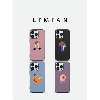 裡面LM｜搞怪字母系列真皮彩繪手機殼個性塗鴉設計師聯名搞怪創意趣味潮流時尚百搭個性解壓情侶禮物