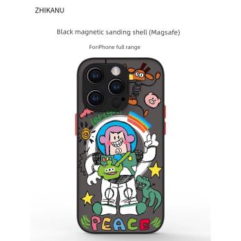 智卡奴magsafe磁吸殼適用蘋果14pro手機殼iphone13卡通12mini保護套se新款11promax防摔xr玩具巴斯光年8p支架
