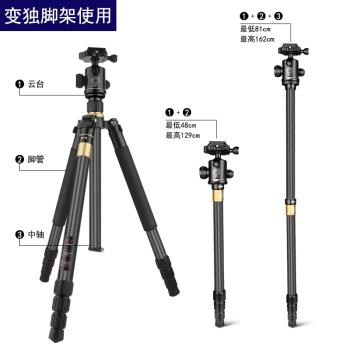 輕裝時代Q222C碳纖維便攜全景雲臺手機支架單反相機攝影機三腳架