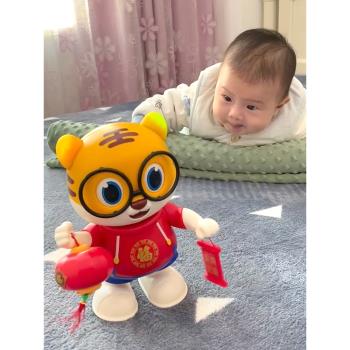 0一1歲嬰兒玩具跳舞小老虎練習抬頭訓練神器寶寶2月齡3到6月幼兒