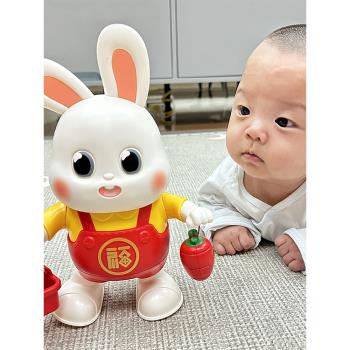 0一1歲嬰兒玩具會唱歌跳舞的小福兔電動兔子練習抬頭訓練寶寶兒童