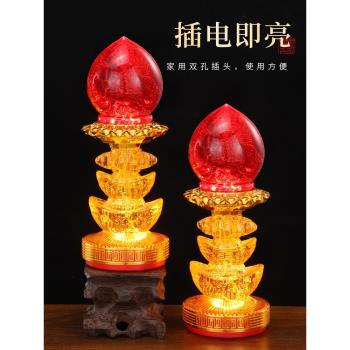 水晶元寶電子蠟燭燈神臺燈led供燈財神燈長明燈佛燈燭臺家用插電