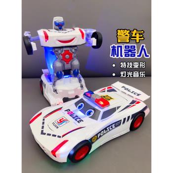 兒童玩具電動警車變形汽車機器人寶寶1一3歲半2男孩子4禮物5男童6
