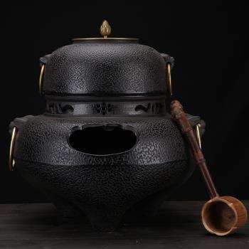 日本老式炭爐家用鐵壺圍爐煮茶爐生鐵取暖鑄鐵烤火盆日式鬼面風爐