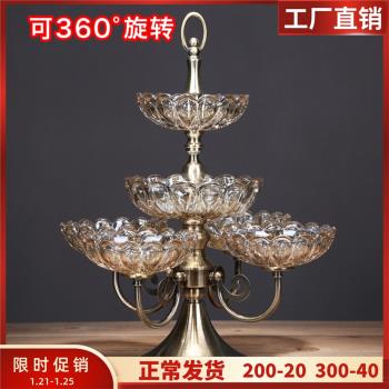 歐式零食盤客廳茶幾多格水晶玻璃