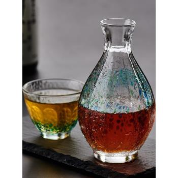 日本原裝進口ADERIA水晶玻璃綴花家用日式分酒器酒壺小酒杯