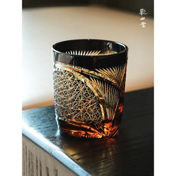 復古手工雕花琥珀威士忌玻璃杯