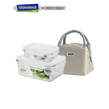 Glasslock韓國進口密封保鮮盒微波爐飯盒耐熱玻璃碗長方形便當盒