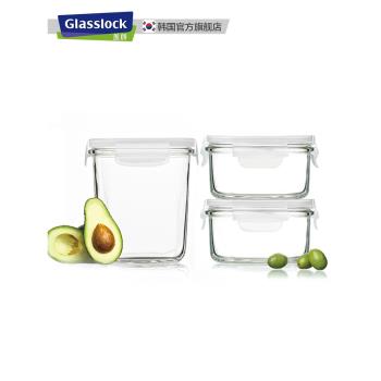 Glasslock進口鋼化玻璃保鮮盒可微波爐加熱飯盒冰箱帶飯湯粥套裝