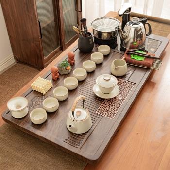 整套茶具套裝全自動燒水壺一體茶盤家用客廳泡茶功夫茶臺現代簡約