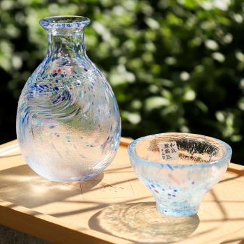 日本進口東洋佐佐木手工玻璃四季酒具彩色小酒杯清酒壺酒杯禮盒裝
