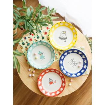 姆明Moomin芬蘭日本進口卡通陶瓷盤碟套裝家用餐具禮盒點心盤圓盤