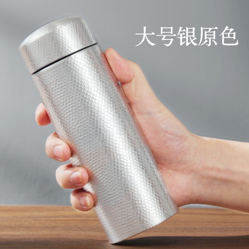 銀杯子999純銀保溫杯里外全銀男女士泡茶杯純銀水杯銀內膽保溫杯|保溫杯