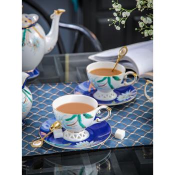 歐式奢華金邊家用骨瓷咖啡杯碟套裝下午茶宮廷風杯碟辦公水杯