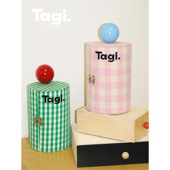 Tagi.機靈訊號旋轉桌面收納復古大容量小眾首飾盒化妝包