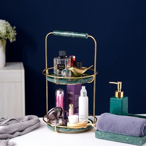 不止收納家用雙層圓形化妝品收納盒收納架置物架桌面護膚品網紅