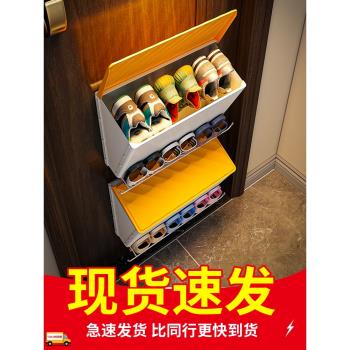 門後鞋架壁掛式免打孔拖鞋架收納神器省空間入門置物家用門上鞋櫃