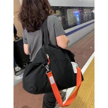 日式折疊便攜旅行包手提單肩斜挎防水可套拉桿箱大容量衣物行李袋