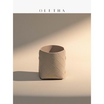 OLETHA輕奢風簡約家用客廳茶幾桌面遙控雜物整理小收納盒辦公筆筒