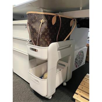 辦公室收納桌下置物架用品檔案放包包零食帶輪小推車女生工位神器
