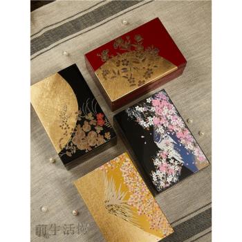 日本進口山中漆器首飾盒金箔帶鏡桌面飾品收納盒儲物盒結婚禮物