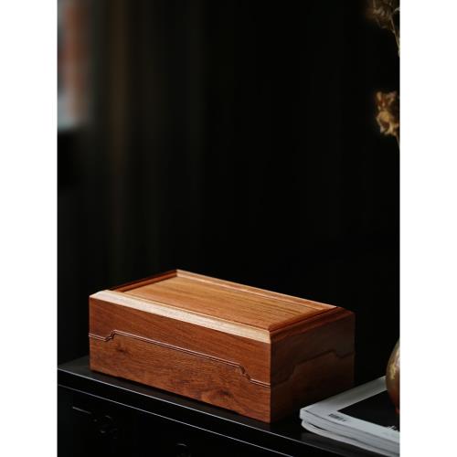 花梨木 手工彫刻 龍鳳紋 首飾盒 收納盒 擺件 重2651g 缅甸花梨木收纳盒实木榫卯首饰盒中式桌面红木珠宝项链手表