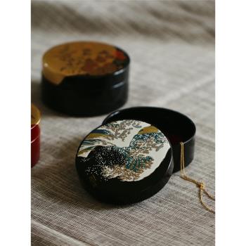 日本進口山中漆器金魚祥鶴小號首飾品盒耳釘戒指收納盒桌面儲物盒