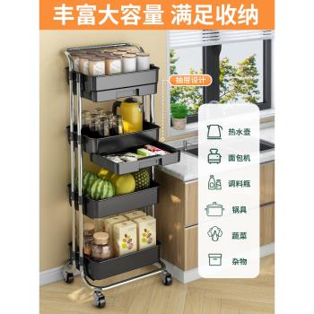 嬰兒用品小推車置物架落地廚房浴室移動多層臥室床頭零食收納架子