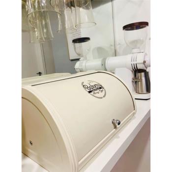 北歐風白色鐵皮帶蓋零食茶具和茶的收納盒廚房烘焙收納翻蓋置物箱