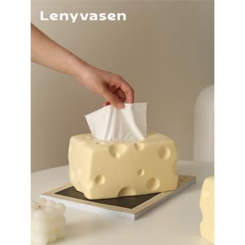 LENYVASEN 乳酪趣味紙巾盒家用客廳茶幾餐桌臥室陶瓷裝飾抽紙盒