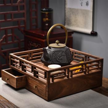 北美黑胡桃木都承盤茶桌器皿收納茶盤書房辦公室桌面檔案收納櫃