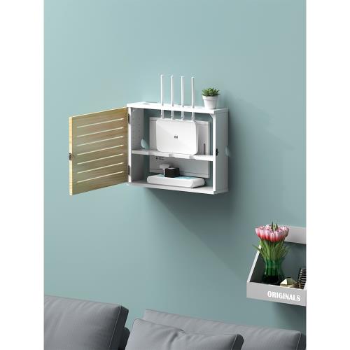 多媒體弱電箱裝飾遮擋盒免打孔路由器無線wifi光貓收納壁掛輕奢