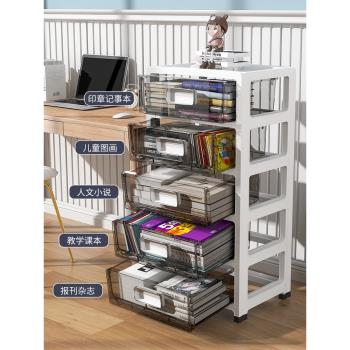 書桌置物架辦公桌下收納櫃桌旁可移動書架落地檔案推車零食收納盒