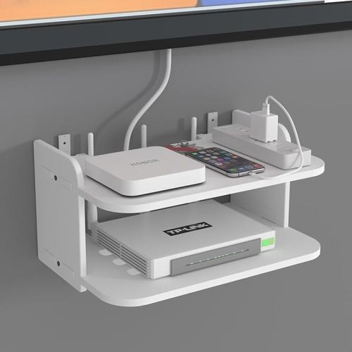 路由器置物架電視機頂盒壁掛收納盒免打孔家用客廳放無線WiFi架子
