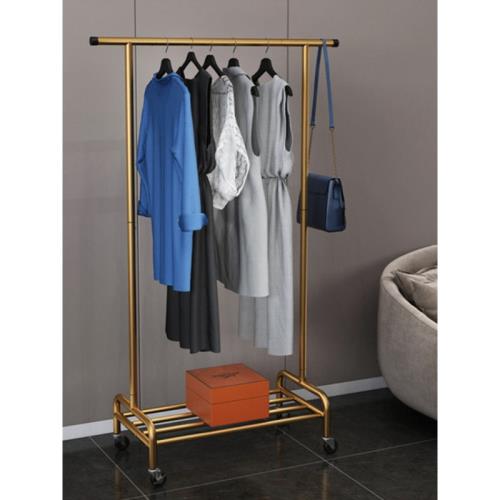 輕奢落地掛衣架臥室衣服架宿舍帶滑輪衣帽架移動晾衣架陽臺曬衣架