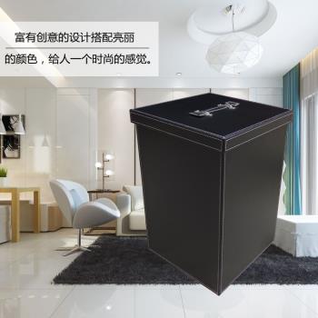 高檔皮革樣板房鞋套收納箱 家居儲物整理筐 臟衣收納籃雜物垃圾桶