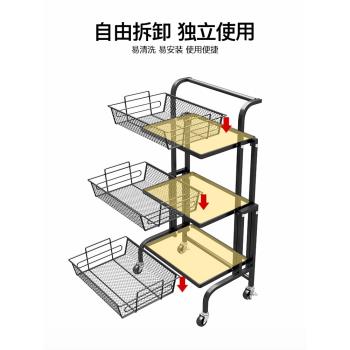 手推車置物架落地多層客廳家用移動廚房多功能折疊嬰兒用品收納架