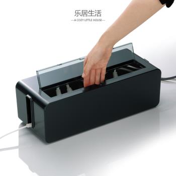 日本進口插座電線整理盒拖線板排插理線盒電源保護盒防觸電安全盒