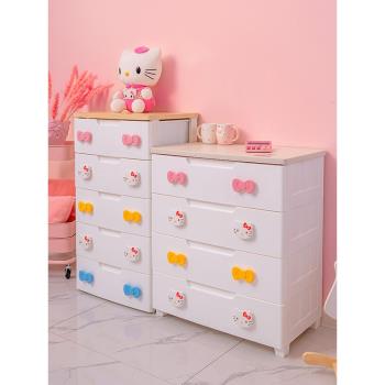 日本愛麗思兒童收納櫃子HelloKitty塑膠抽屜式寶寶衣櫃衣服五斗櫃