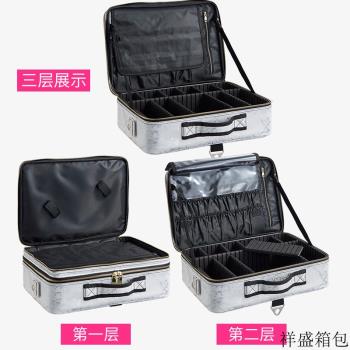 多功能多層專業化妝包紋繡美甲美妝跟妝美睫美發白色收納盒工具箱