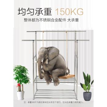 晾衣架雙桿式置物滑輪移動不銹鋼