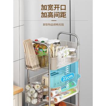 透明輕奢小推車化妝品床頭臥室書架移動帶筐零食收納架浴室置物架