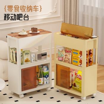 家用置物架多層可移動小推車落地零食收納櫃客廳儲物架多功能邊櫃