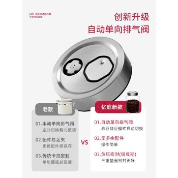 咖啡豆儲存罐單向排氣真空復古咖啡粉玻璃密封罐咖啡儲存儲豆養豆