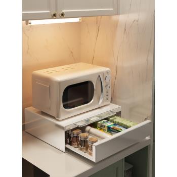 環圖廚房微波爐置物架雙層電飯鍋內支架子家用家用臺面烤箱收納架