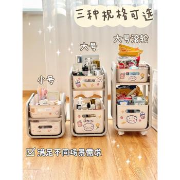 家用手推車置物架學生宿舍書房桌下可移動滑輪零食收納架小推車女