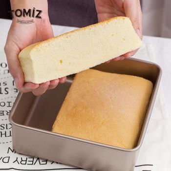 TOMIZ富澤商店烘焙7寸8寸9.5寸固底深方盤古早蛋糕烤箱用水浴不粘